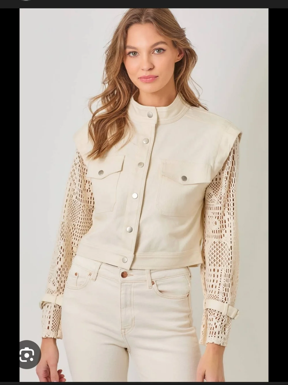 Mystree Crocheted Denim Jacket NWT